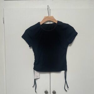 NWT Classic Black Women's Top with ruching on sides